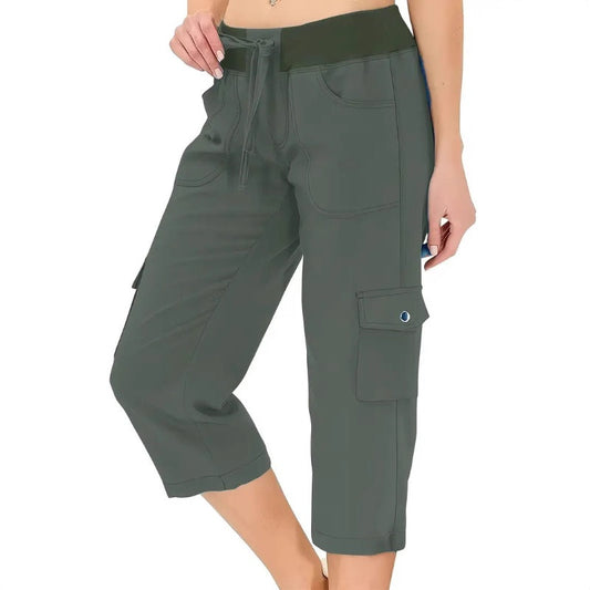 💎 50% OFF! 💎 Multi-Pocket Capri Cargo Pants – Quick-Dry, Water-Repellent & Adjustable Waist (Gray/Khaki/Green/Blue | S–XL) 🌿👖
