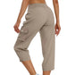 💎 57% OFF! 💎 Multi-Pocket Capri Cargo Pants – Quick-Dry, Water-Repellent & Adjustable Waist (Gray/Khaki/Green/Blue | S–XL) 🌿👖