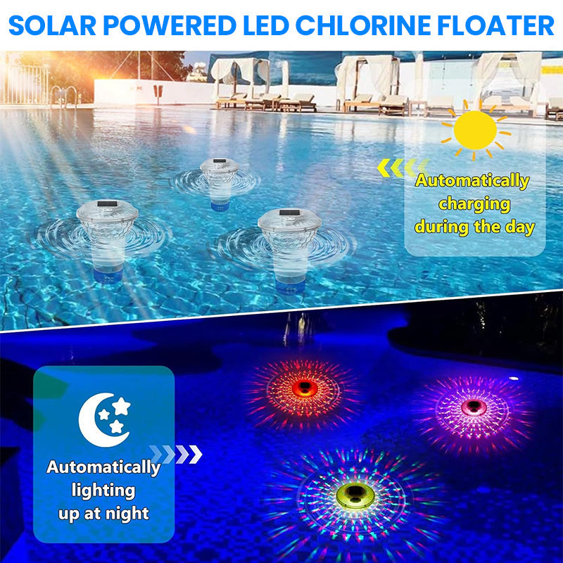✨Solar Pool Chlorine Floater with Colorful Lights✨