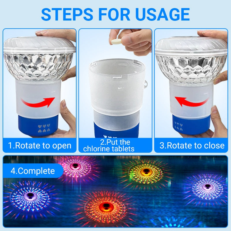 ✨Solar Pool Chlorine Floater with Colorful Lights✨