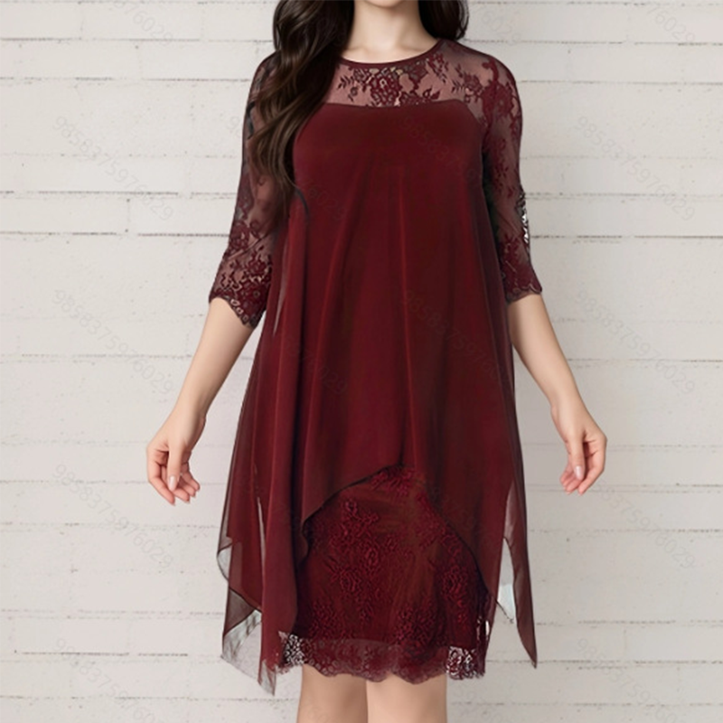 ⏰2026 SUMMER HOT SALE – 50% OFF! 🔥Women's Elegant High-Low Hem Lace Overlay Dress