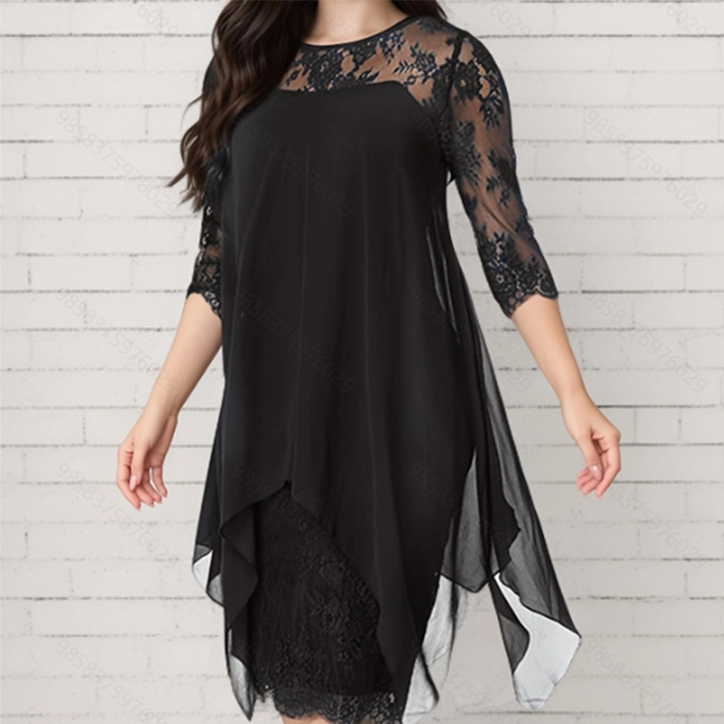 ⏰2026 SUMMER HOT SALE – 50% OFF! 🔥Women's Elegant High-Low Hem Lace Overlay Dress