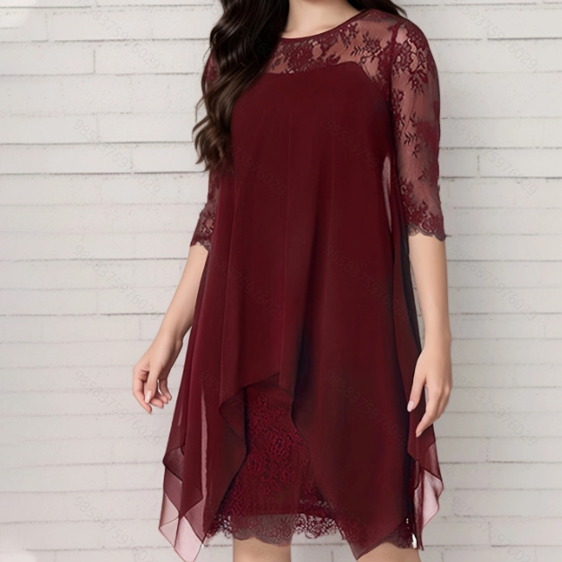 ⏰2026 SUMMER HOT SALE – 50% OFF! 🔥Women's Elegant High-Low Hem Lace Overlay Dress