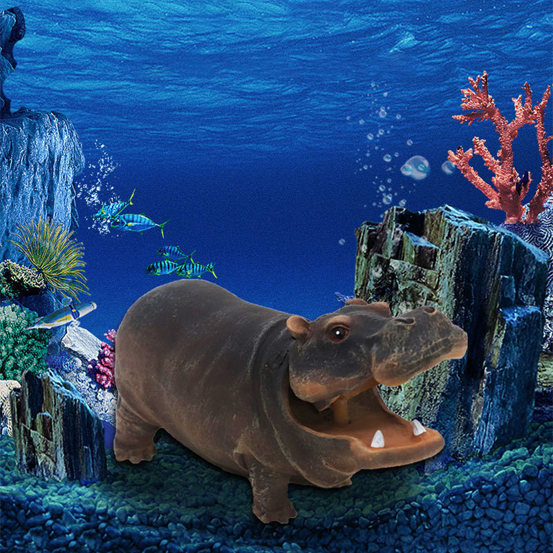 🦛🌿Fish Tank Hippo Bubble Decoration💦