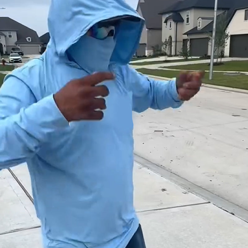 🥳SUMMER HOT SALE🥳💞50K+ SOLD!💥50% OFF! 🔥 Men's Lightweight Quick-Dry UV Protection Hoodie – Built-in Face Cover, 4-Way Stretch & Sweat-Wicking 💨