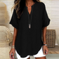 💎 60% OFF! 💎 Fashion Loose Short Sleeve Top – Notched V-Neck, Asymmetrical Hem & Lightweight Fabric (5 Colors, S–2XL) 👕🌸