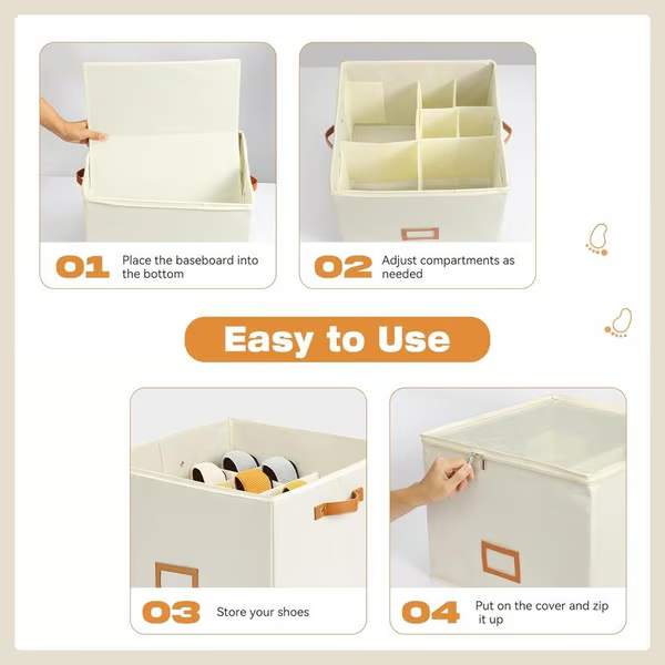 ⏰🔥LIMITED TIME 50% OFF! 👟 Fabric Shoe Organizer Storage Box – Foldable, Large Capacity, Dustproof & Breathable for Closet & Bedroom 🧺✨-UK