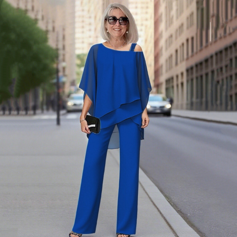 ⏳Limited-time 50% off⏰Women’s Irregular Chiffon Tops ＆ Wide-Leg Pants 2-Piece Set👚👖