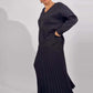Women's V-Neck Knit Top and Pleated Skirt Set