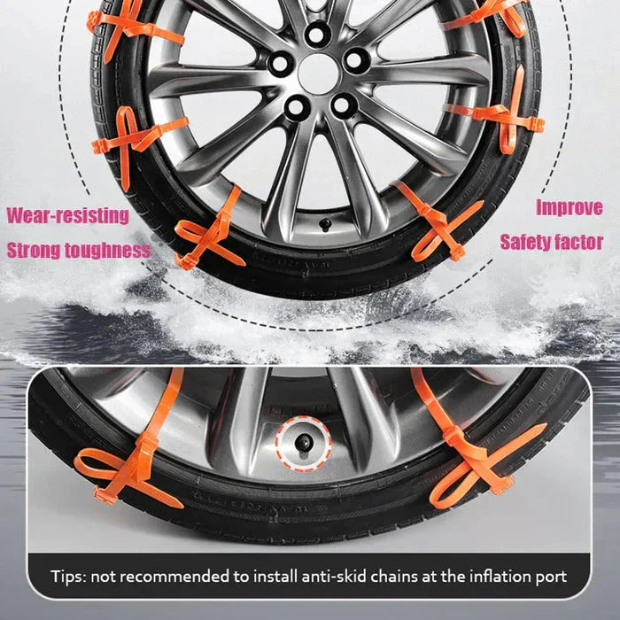 🚗 50% OFF ⏰ Universal Reusable Anti-Skid Nylon Tire Chains – Install in 90s, No Jack Needed! ❄️⛓️