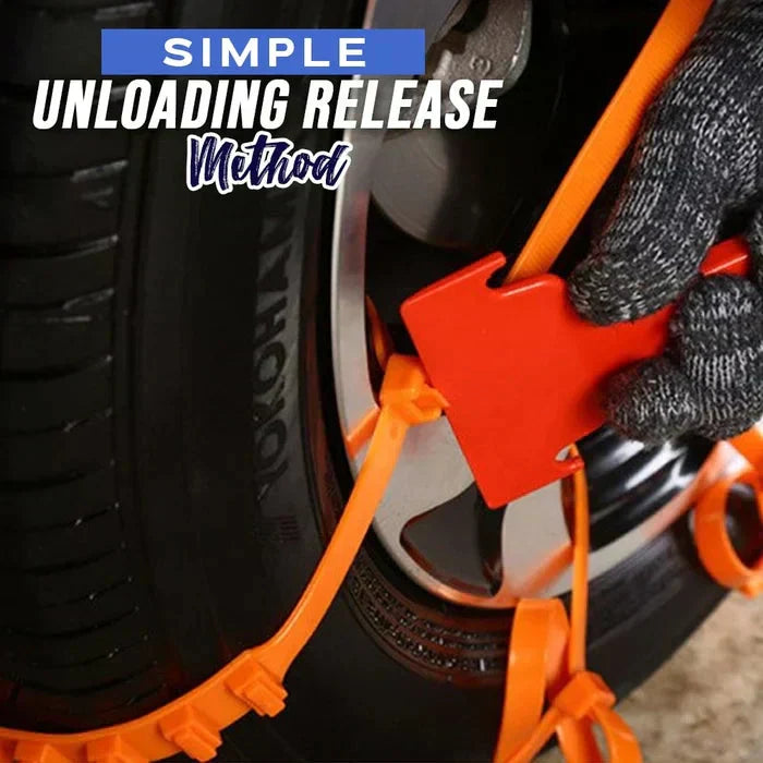 🚗 50% OFF ⏰ Universal Reusable Anti-Skid Nylon Tire Chains – Install in 90s, No Jack Needed! ❄️⛓️