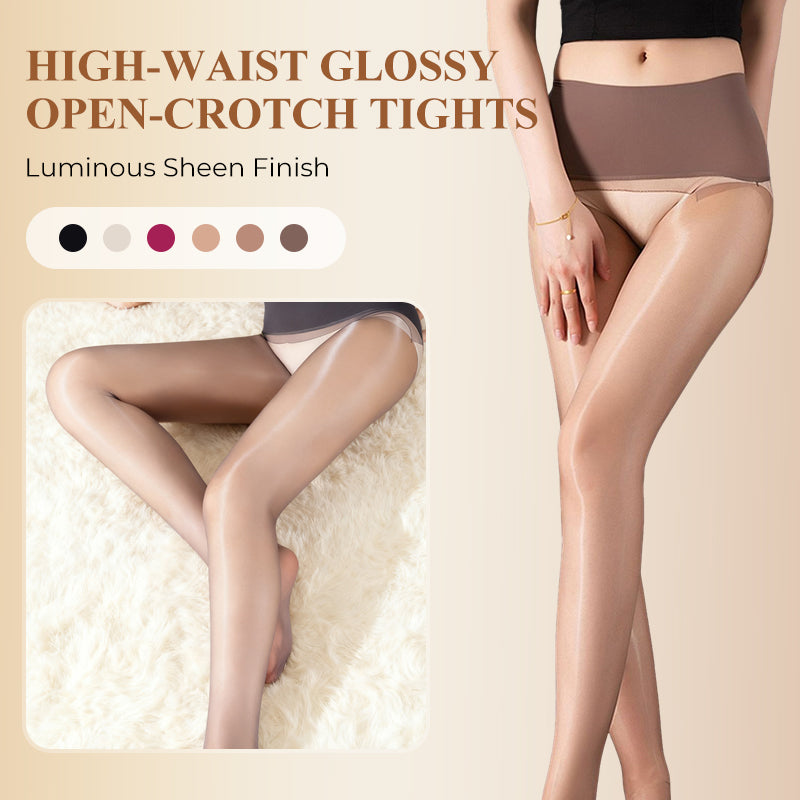 ✨ BUY 1 GET 1 FREE! ✨ High-Waist Glossy Tights – Open-Crotch, Ultra-Thin, Luminous ✨