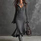 🎁2026 New Arrivals 50% OFF💥Retro Zipper Neck Trumpet Sleeve Midi Dress