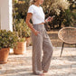 ⏳LAST DAY SALE 50% OFF!🎁Striped Gingham Wide Leg Pants High Waisted With Pockets