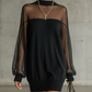 Sheer Mesh Mock Neck Mini Dress