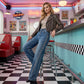Women's Rhinestone-Embellished Wide-Leg Jeans