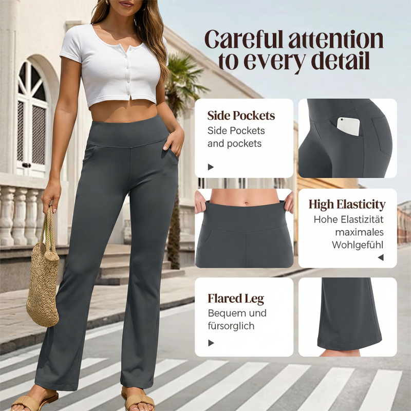 High Waisted Scrunch Butt Lifting Tummy Control Pocket Shaping Yoga Bootcut Leggings