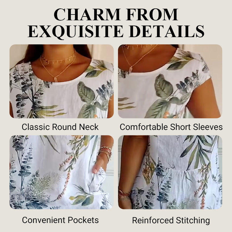 🌸✨ Women's Short Sleeve Printed Dress – Lightweight, Comfortable & Super Flattering 💃🌿 Fresh Style for Everyday Wear ☀️