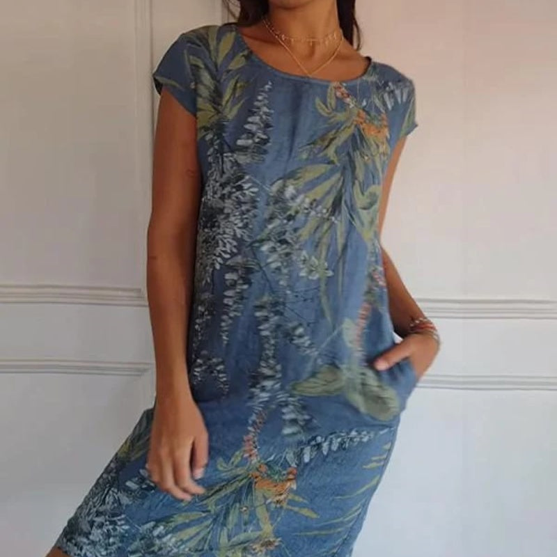 🌸✨ Women's Short Sleeve Printed Dress – Lightweight, Comfortable & Super Flattering 💃🌿 Fresh Style for Everyday Wear ☀️