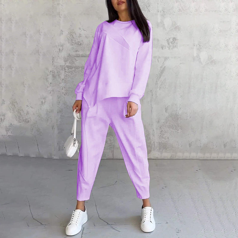 ⏰ Now only 50% off!🔥Women's Irregular Hem Top & Casual Pants Set