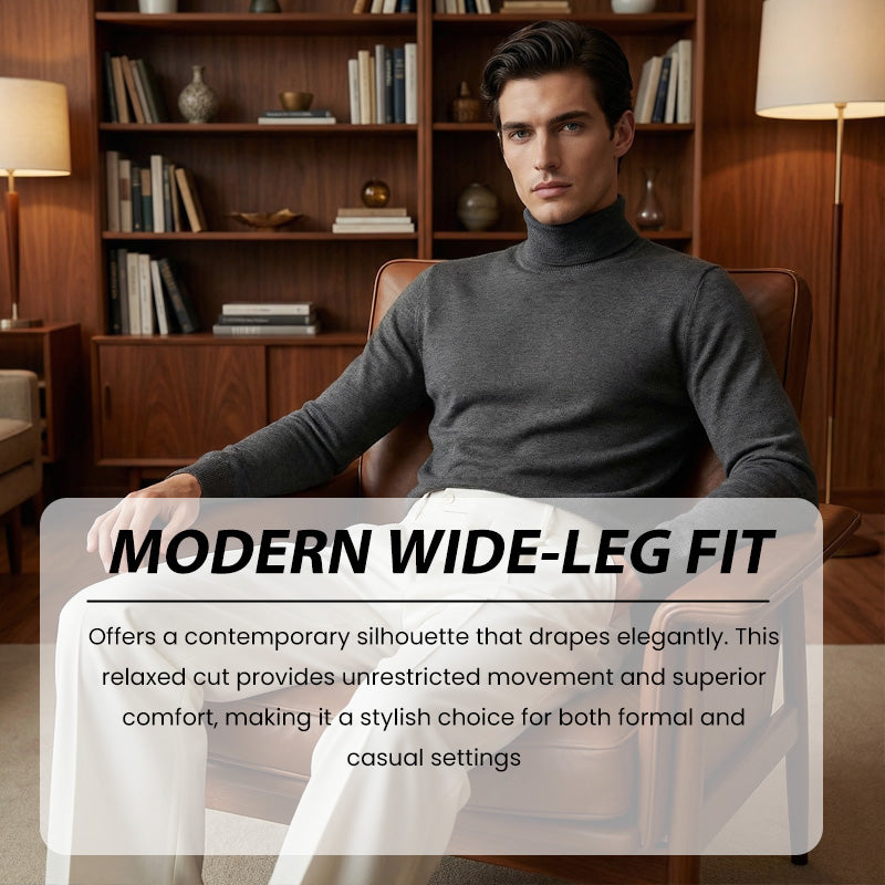 🥳Men's Casual Wide-Leg Pants – Breezy pleated front, easy pull-on style👖