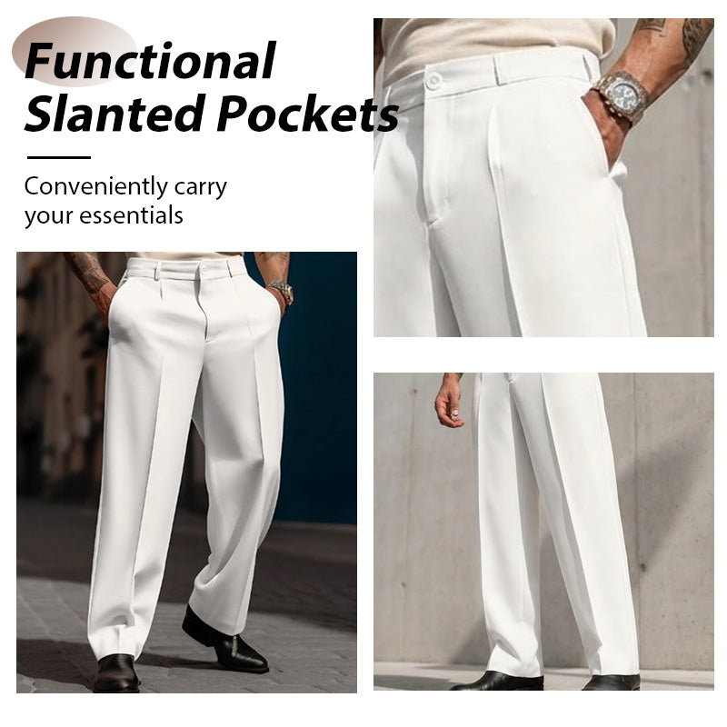🥳Men's Casual Wide-Leg Pants – Breezy pleated front, easy pull-on style👖
