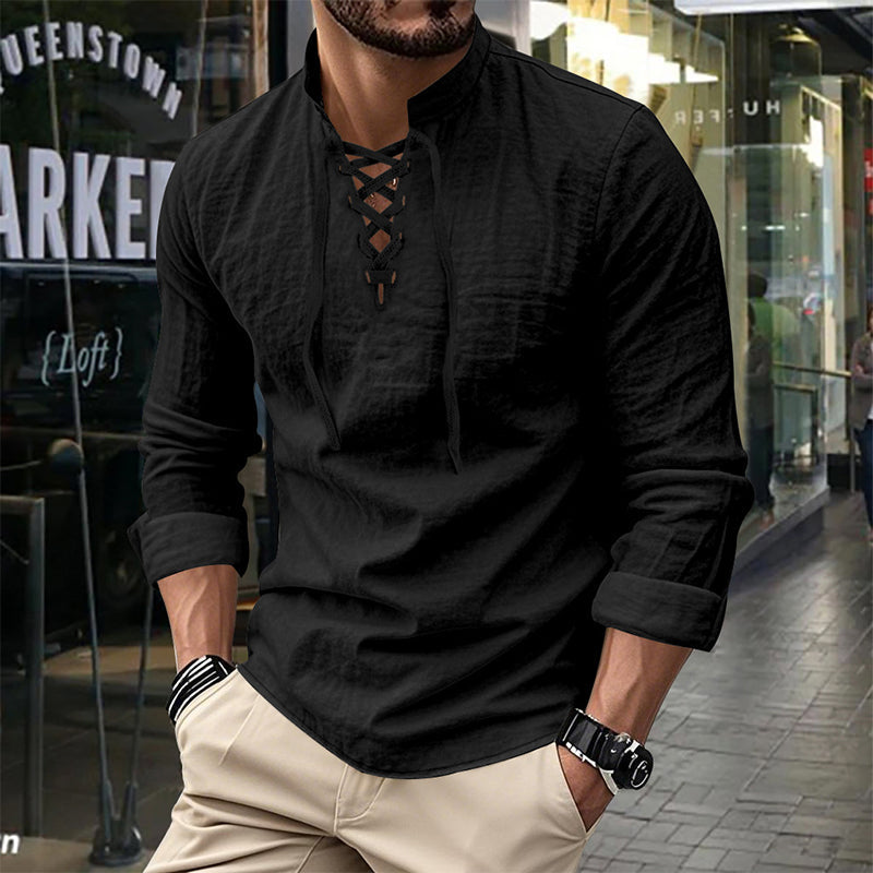 🔥Limited-time offer – Plain shirt in linen-cotton blend for men