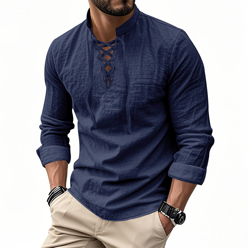 🔥Limited-time offer – Plain shirt in linen-cotton blend for men