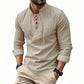 🔥Limited-time offer – Plain shirt in linen-cotton blend for men