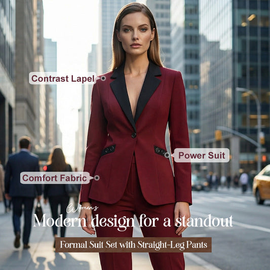 Modern Formal Suit Set with Straight-Leg Pants