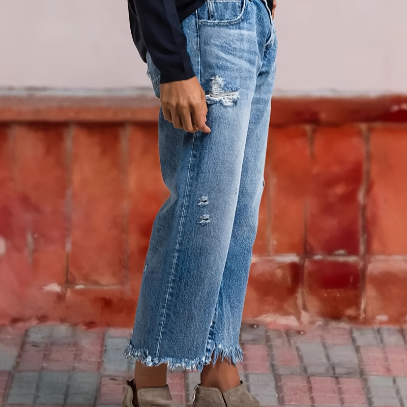 Women's retro straight cropped jeans