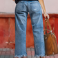 Women's retro straight cropped jeans
