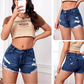 Women's Fashion High Waist Stretch Denim Shorts
