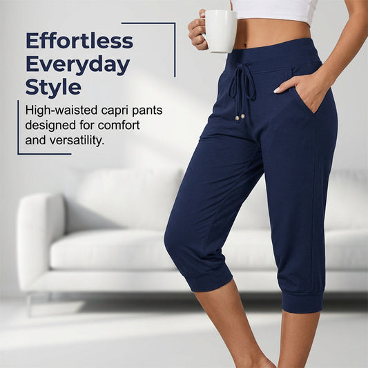 Drawstring Waist Cropped Sweatpants for Lounging