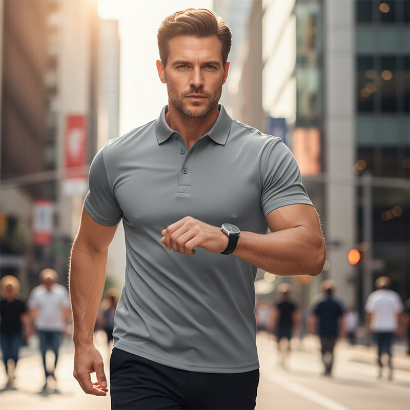 💎 50% OFF! 💎 Men's Quick-Dry Short-Sleeve Lapel T-Shirt – Athletic Fit, Wrinkle-Resistant & Perfect for Work or Weekend 👕✨