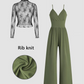 Two-piece set for women: lace top and jumpsuit with pockets