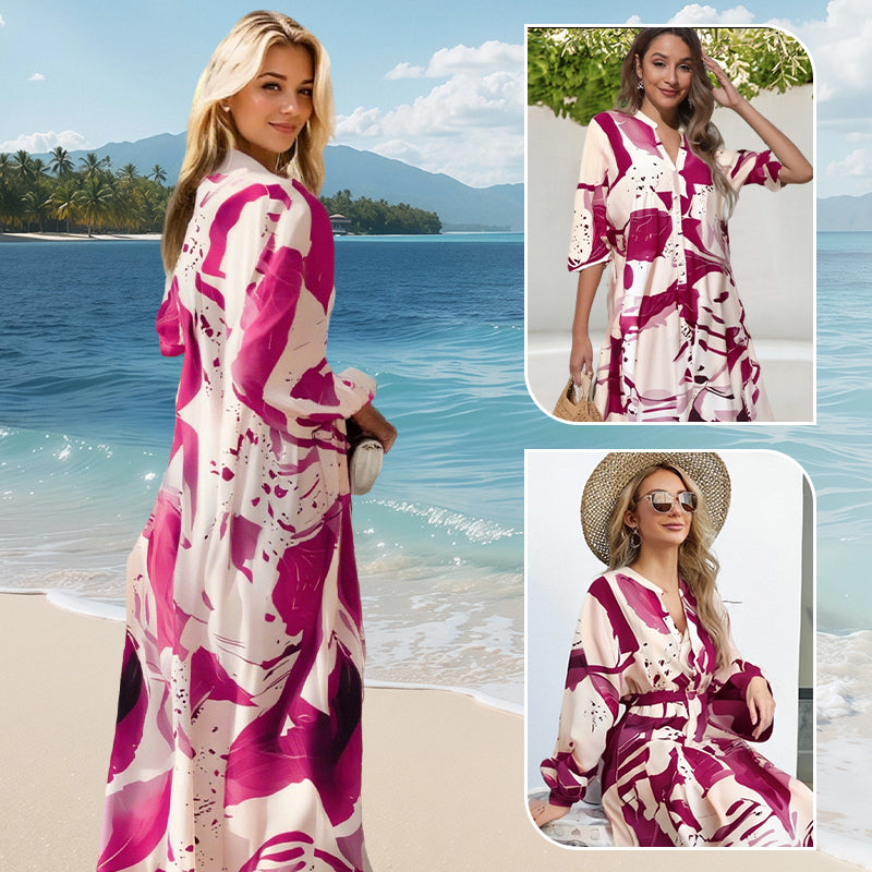 👗 50% OFF NOW! 🌸 Women’s Floral V-Neck Maxi Dress – Cloud-Like Comfort & Elegant Tiers 💃