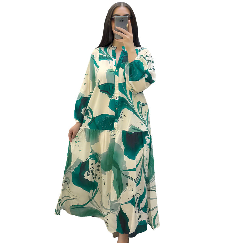 👗 50% OFF NOW! 🌸 Women’s Floral V-Neck Maxi Dress – Cloud-Like Comfort & Elegant Tiers 💃