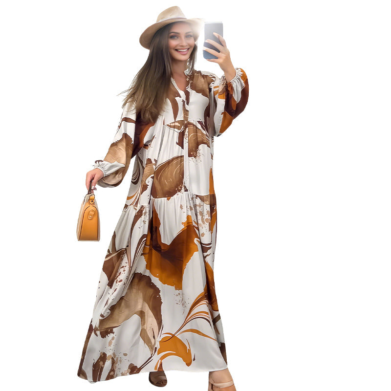 👗 50% OFF NOW! 🌸 Women’s Floral V-Neck Maxi Dress – Cloud-Like Comfort & Elegant Tiers 💃