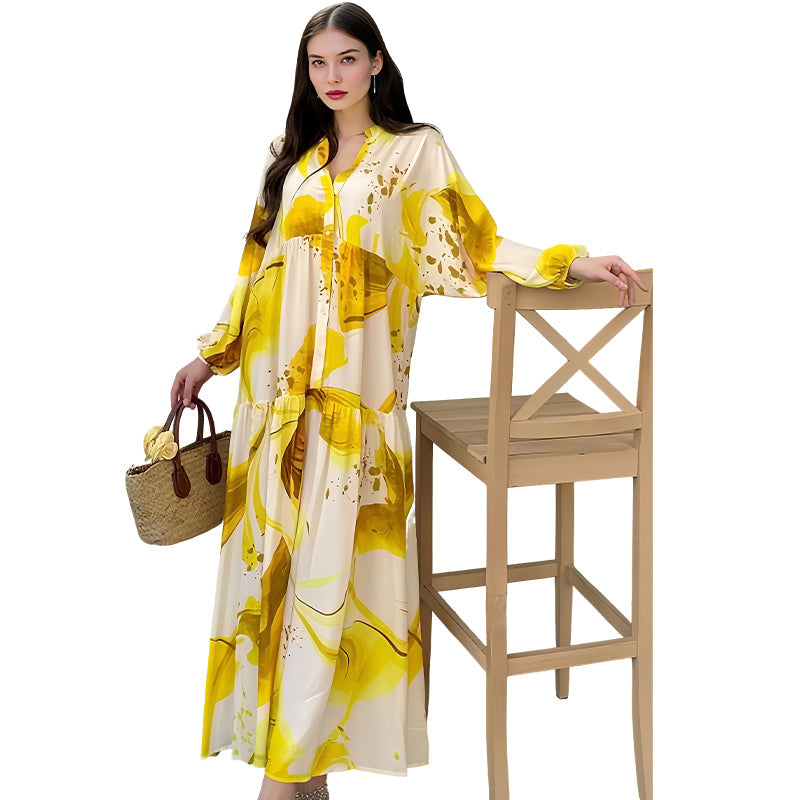 👗 50% OFF NOW! 🌸 Women’s Floral V-Neck Maxi Dress – Cloud-Like Comfort & Elegant Tiers 💃