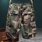 💎 Men's Studded Camo Cargo Shorts – Ripped Design, Gold Stud Accents & Multi-Pocket Utility