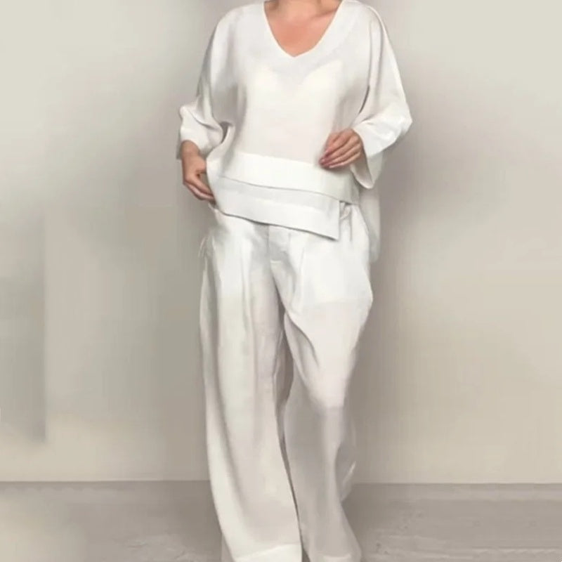 💝New Spring Styles💝Irregular Hem Cotton Linen Short Sleeve Casual 2-Piece Set
