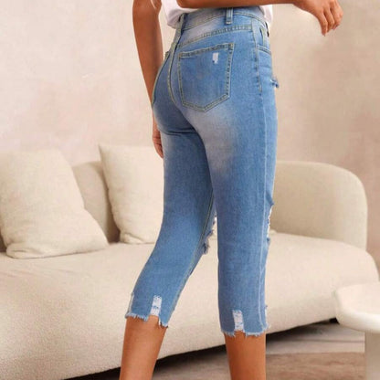 ✨ 50% OFF NOW! 👖Women's Ripped Washed Raw Hem Jeans – Edgy, Cropped & Cool! 🧵