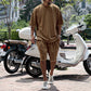 Men's Casual Solid Color Two-Piece Shorts Set