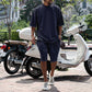 Men's Casual Solid Color Two-Piece Shorts Set