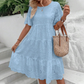 Women's Solid Round Neck Floral Cut-Out Dress