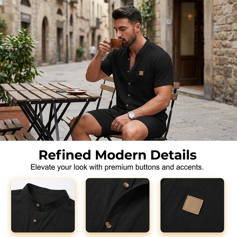 👔 FLASH SALE: 49% OFF! ☀️ Men's Summer Casual Button-Up Shirt – Stand Collar, Breathable & Relaxed Fit ✨