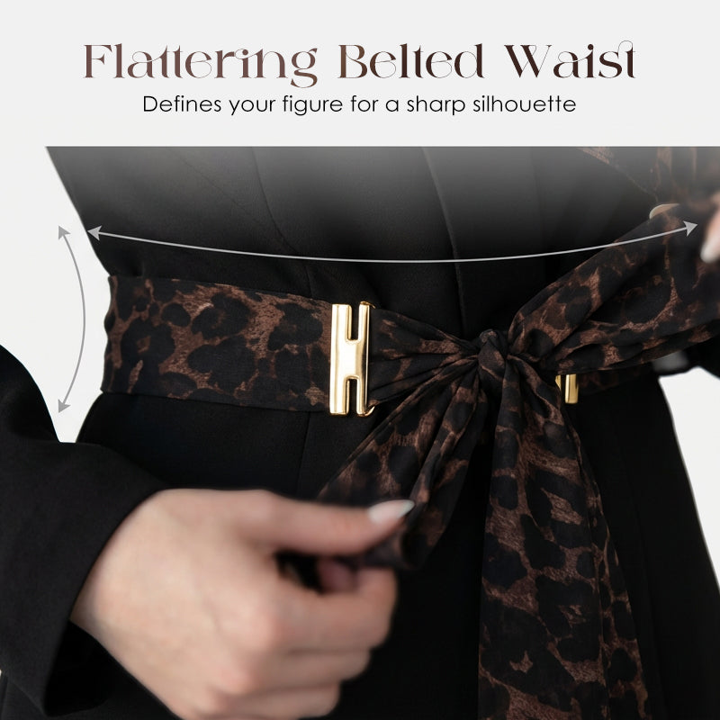 🔥Limited-time offer-Women's Leopard Accent Blazer & Pants Set