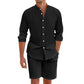 Men's Casual Linen Top & Shorts Two-Piece Set