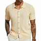Men's Short Sleeve Knitted Button-Up Shirt